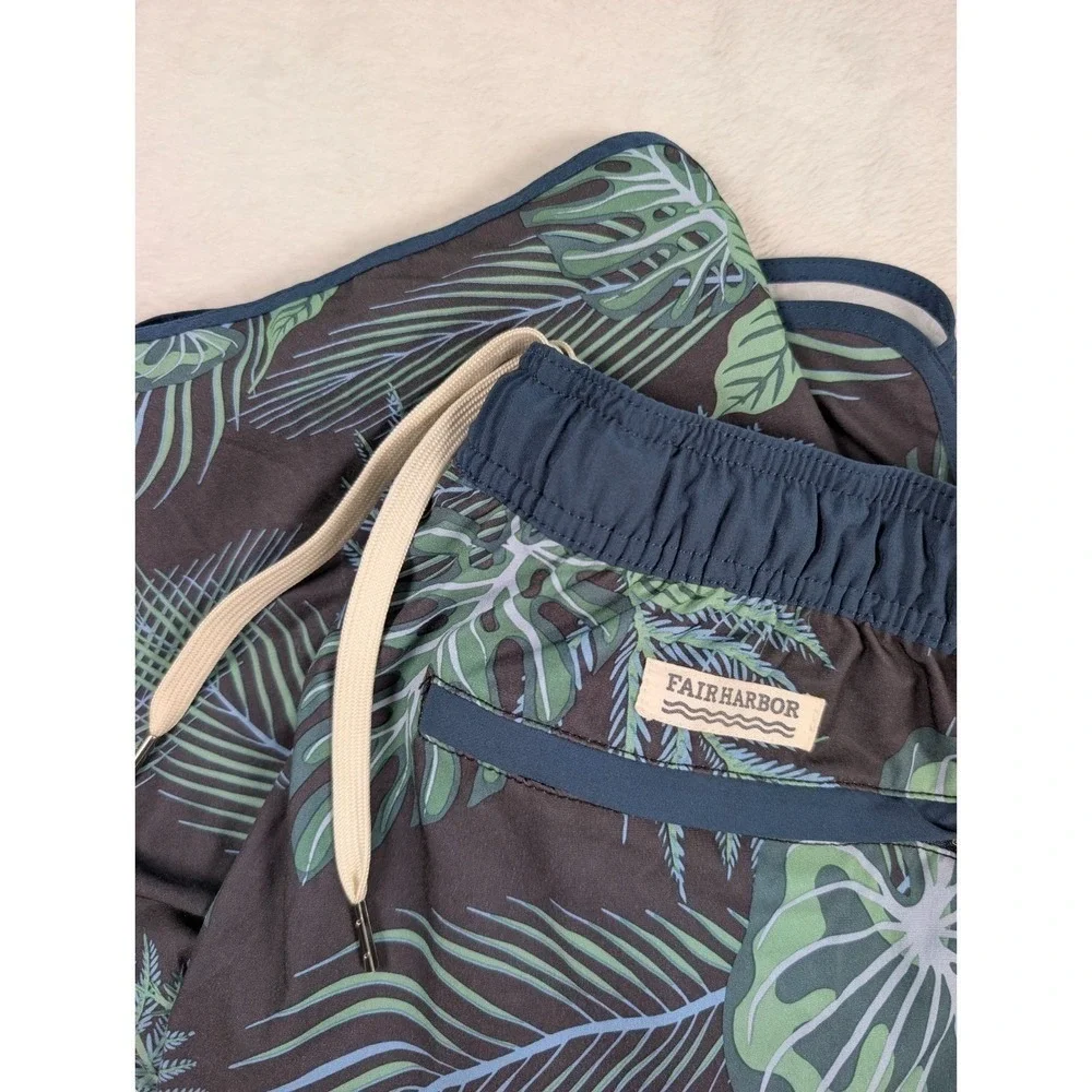 Fair Harbor Anchor Swim Trunks Mens XL Floral Palm Trees Lined Swim Shorts